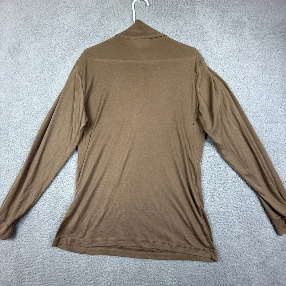 Military Cold Weather Undershirt Large Brown 1/4 Zip Long Sleeve 100%‎ Polyester